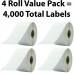 Racdde Extra Sticky 2.25x1.25 Direct Thermal Label 4 Pack. Bulk (4000) Perforated 2 1/4 x 1 1/4 Self-Adhesive Stickers for FBA FNSKU Barcodes. Zebra Printer Compatible. 2.25 x 1.25 