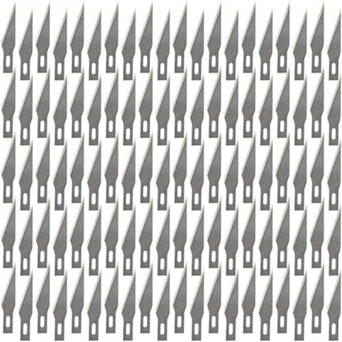 Racdde Premium USA-Made Steel Hobby Knife Blades Mega Bulk 100 Pack. Save Time and Shipping Costs! The Fine Point #11 Size Blade Universally Fits #1 Craft Knife Handles for Modeling and Papercraft Projects