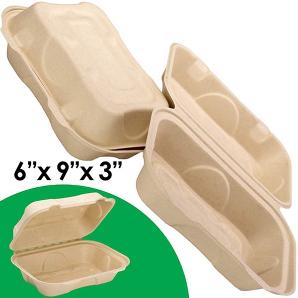 Racdde Biodegradable 6x9 Take Out Food Containers with Clamshell Hinged Lid 50 Pack. Microwaveable, Disposable Takeout Box to Carry Meals Togo. Great for Restaurant Carryout or Party Take Home Boxes 