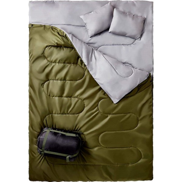 Racdde Double Sleeping Bag for Backpacking, Camping, Or Hiking. Queen Size XL! Cold Weather 2 Person Waterproof Sleeping Bag for Adults Or Teens. Truck, Tent, Or Sleeping Pad, Lightweight 