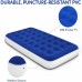 Racdde Never-Leak Camping Series Twin Camping Airbed with High Speed Pump Luxury Twin Size Air Mattress Single High Inflatable Blow Up Bed for Home Camping Travel 2-Year Warranty – Blue/White 