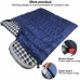 Racdde Cotton Flannel Sleeping Bag for Adults, 23/32F Comfortable, Envelope with Compression Sack Blue/Grey 2/3/4lbs (91"x35") 