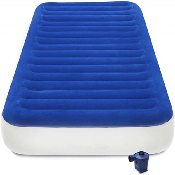 Racdde Never-Leak Luxury Twin Air Mattress with High Speed Wireless Rechargeable Pump Single High Inflatable Blow Up Bed for Home Camping Travel 