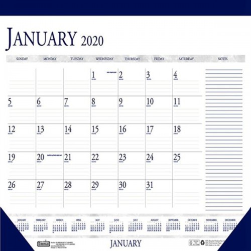 Racdde 2020 Monthly Desk Pad Calendar, Classic with Notes Section, 22 x 17 Inches, January - December (HOD164-20) 