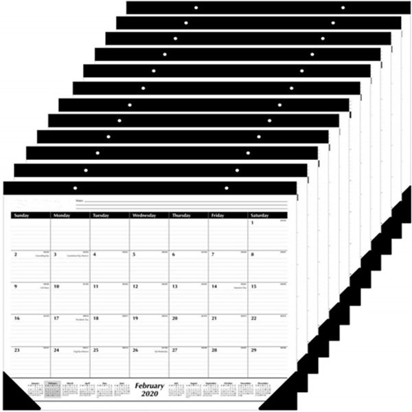 Racdde 2020 Desk Calendar, Desk Pad, 21-3/4" x 17", Standard, Ruled Blocks (SK2400) / 12 Pack 