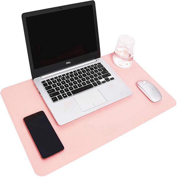Racdde Multifunctional Office Desk Pad, 23.6" x 13.7" Ultra Thin Waterproof PU Leather Mouse Pad, Dual Use Desk Writing Mat for Office/Home (23.6" x 13.7", Pink) 