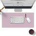 Racdde Pu Leather Desk Pad Mat 35.4X 15.7inch,Desk Blotter Protector for Computer and Laptop Extended XL Smooth Writing Cover Comfortable Surface for Working Office and Home Thin Waterproof Dual Sided Pink 