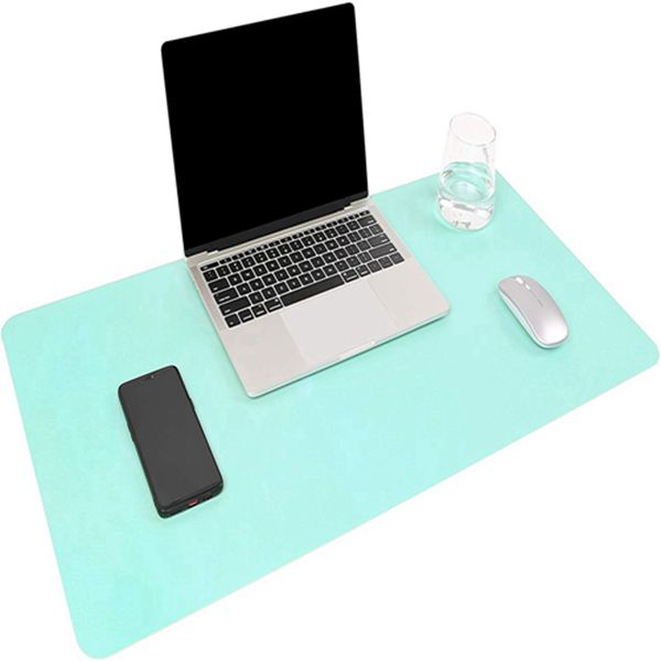 Racdde Multifunctional Office Desk Pad, Ultra Thin Waterproof PU Leather Mouse Pad, Dual Use Desk Writing Mat for Office/Home (31.5" x 15.7", Green-Blue) 