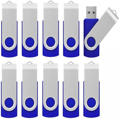 Racdde 10 Pack 4 GB USB Flash Drive 4gb Flash Drives Keychain Thumb Drive Swivel Memory Stick Blue