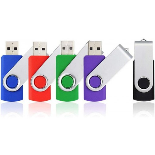 Racdde 5 X 1GB USB Flash Drives Thumb Drives Memory Stick USB 2.0(5 Colors: Black Blue Green Purple Red) 