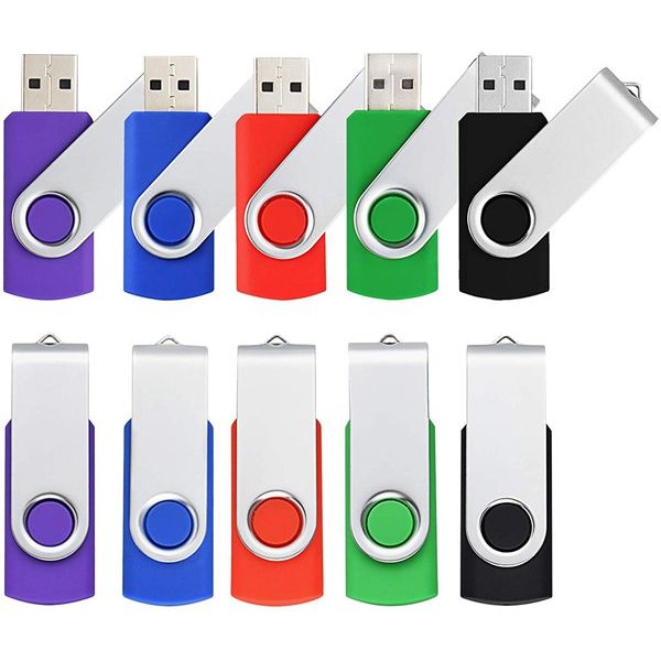 Racdde 10pack 32GB USB 3.0 Flash Drive Thumb Drives Swivel Memory Stick Jump Drives (5 Colors: Black Blue Green Purple Red) 