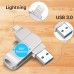 Racdde 3-in-1 Flash Drive 64GB USB 3.0 Flash Drive Touch ID Protected, Compatible for iPad, iPhone 6/6s/6s Plus, 7/7s/7s Plus, 8/8 Plus, X/Xs/Xs max/Xr, Password for Old Android Smart Phone/Tablet 