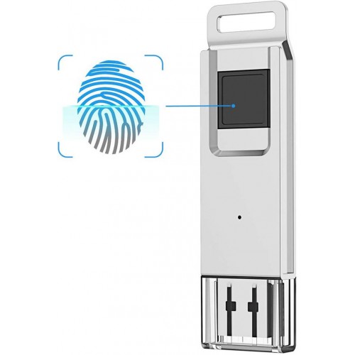 Racdde 64GB High Speed Recognition Fingerprint Encrypted Flash Drive USB3.0 Drive Memory Stick, Silver 