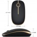 Racdde 2.4G Slim Wireless Mouse with Nano Receiver MS001 (Black and Gold) 