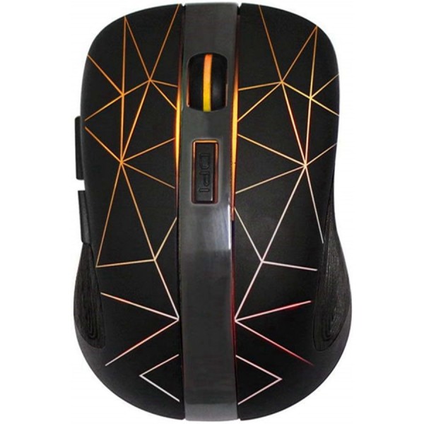 Racdde RM200 Wireless Mouse,2.4G Wireless Mouse 5 Buttons Rechargeable Mobile Optical Mouse with USB Nano Receiver,3 Adjustable DPI Levels,Colorful LED Lights for Notebook,PC,Computer-Black 