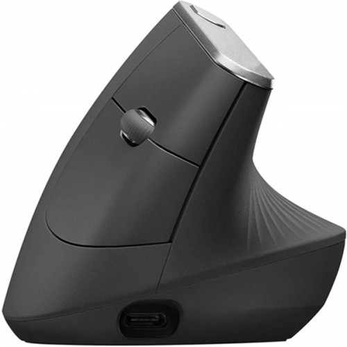 Racdde MX Vertical Wireless Mouse – Advanced Ergonomic Design Reduces Muscle Strain, Control and Move Content Between 3 Windows and Apple Computers (Bluetooth or USB), Rechargeable, Graphite 