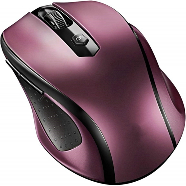 Racdde mm057 2.4G Wireless Portable Mobile Mouse Optical Mice with USB Receiver, 5 Adjustable DPI Levels, 6 Buttons for Notebook, PC, Laptop, Computer, MacBook - Wine Red 