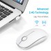 Racdde Comb 2.4G Slim Wireless Mouse with Nano Receiver, Less Noise, Portable Mobile Optical Mice for Notebook, PC, Laptop, Computer, MacBook MS001 (White and Silver) 