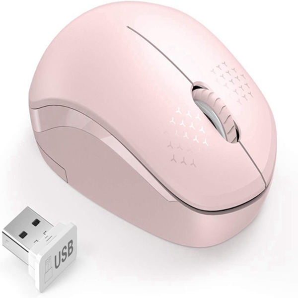Racdde [Upgrade] Wireless Mouse, 2.4G Noiseless Mouse with USB Receiver Portable Computer Mice for PC, Tablet, Laptop and Windows/Mac/Linux - Pink 