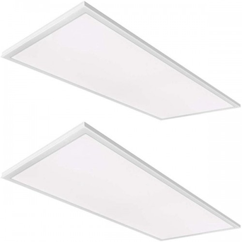 Racdde 2x4 FT White LED Flat Panel Troffer Light, 50W 5000K Recessed Edge-Lit Drop Ceiling Light, 5250lm Lay in Fixture for Office, 0-10V Dimmable, 3-Lamp F32T8 Fixture Replacement, 2 Pack 