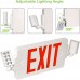 Racdde Ultra Slim Red Exit Sign, 120-277V Double Face LED Combo Emergency Light with Adjustable Two Head and Backup Battery - 2 Pack 