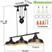 Racdde 3-Light Pulley Pendant Light, Oil Rubbed Bronze Adjustable Kitchen Island Lighting (Bulbs Included), Dimmable Rustic Style with ETL Listed for Dining Room, Living Room or Foyer 