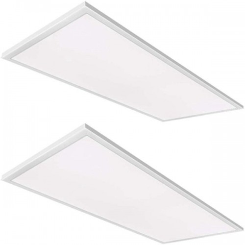 Racdde 2x4 FT White LED Flat Panel Troffer Light, 50W 4000K Recessed Edge-Lit Drop Ceiling Light, 5250lm Lay in Fixture for Office, 0-10V Dimmable, 3-Lamp F32T8 Fixture Replacement, 2 Pack 