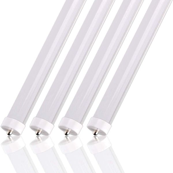 Racdde T8 T10 T12 LED Tube Light 8FT 50W [100W Equivalent] 5000lm 5000K Daylight frosty, FA8 Dual-End Powered Ballast Bypass F96T12 Fluorescent Replacement, Garage, Warehouse, Shop Light-4 PACK 