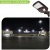 Racdde 150W LED Parking Lot Light with Motion Sensor, 19500lm 5000k Outdoor Waterproof Pole Mount Light for Large Area Lighting [400w Equivalent] Arm Mount DLC Complied 