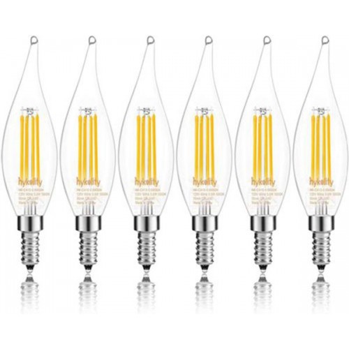 Racdde E12 Candelabra LED Bulb, Bent Tip Chandelier Light Bulb, 500LM, 5000K Daylight, 5.5W=60W, Dimmable, UL Listed (6 Pack) 