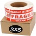Racdde Fragile Stickers 3'' x 5'' 1 Roll 500 Labels Fragile - Handle with Care - Thank You Shipping Labels Stickers (500 Labels/Roll) 