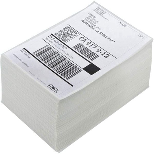 Racdde Fanfold 4" x 6" Direct Thermal Labels, Shipping Labels with Perforated Line, Pack of 500 