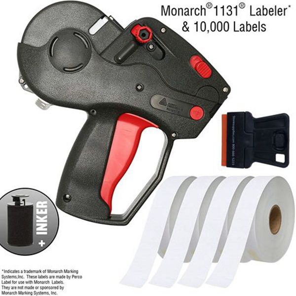Racdde Monarch 1131 Price Gun With Labels Starter Kit: Includes Pricing Gun, 10,000 White Pricing Labels, and Preloaded Inker 