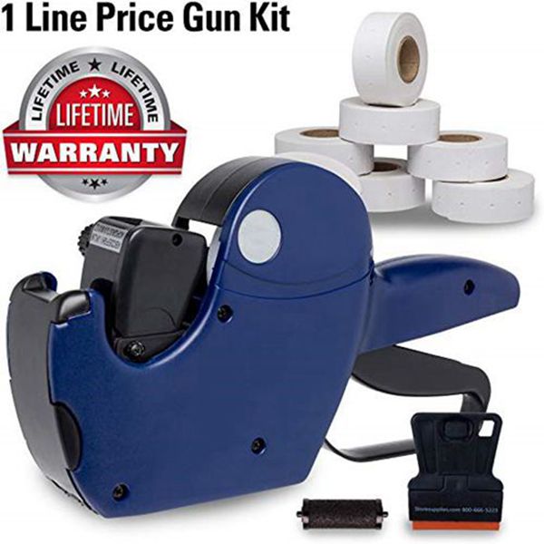 Racdde 1 Line Price Gun with Labels Kit - Includes 1 Line Pricing Gun, 10,000 White Labels, with Pre-Loaded Inker 