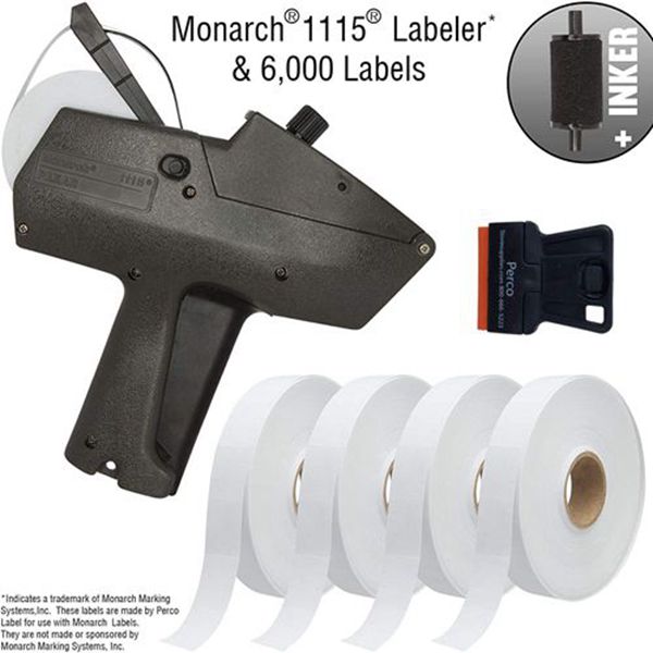 Racdde Monarch 1115 Price Gun with Labels Starter Kit: Includes Price Gun, 6,000 White Pricing Labels, Inker and Label Scraper 