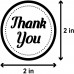 Racdde Thank You 2 Inch Round Labels Stickers for Wedding, Birthday, Event, Thanks Envelope, Gift Box Labels Black 1 Roll 