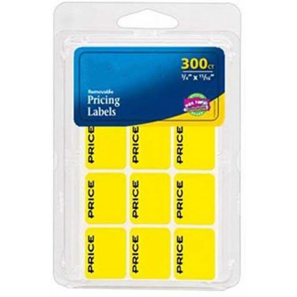 Racdde Preprinted Pricing Labels, 3/4" x 15/16", Removable Adhesive, Neon Yellow, 300 Labels (6752) 