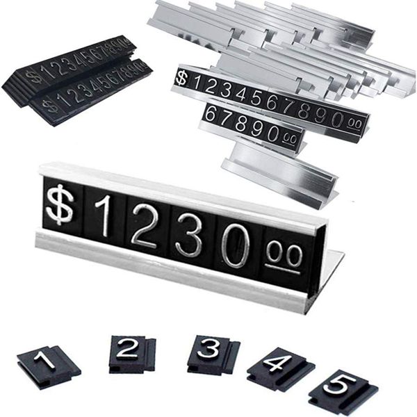 Racdde Price Tag Adjustable Counter Stand Label Metal Sale Price Display Stand 16 Sets (Silver) 