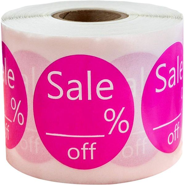 Racdde 1.5 Inch Pink Blank Sale% Off Round Price Paper Sticker Labels - Adhesive Label for Retail Store Clearance Promotion Discount Deals Circle Pricemarker Tags Stickers (500 Labels/Roll) 