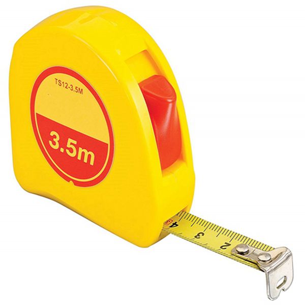 Racdde  KTS12-3.5M-N ABS Plastic Case Yellow Measuring Pocket Tape, Metric Graduation Style, 3.5m Length, 12.7mm Width, 1.58mm Graduation Interval 