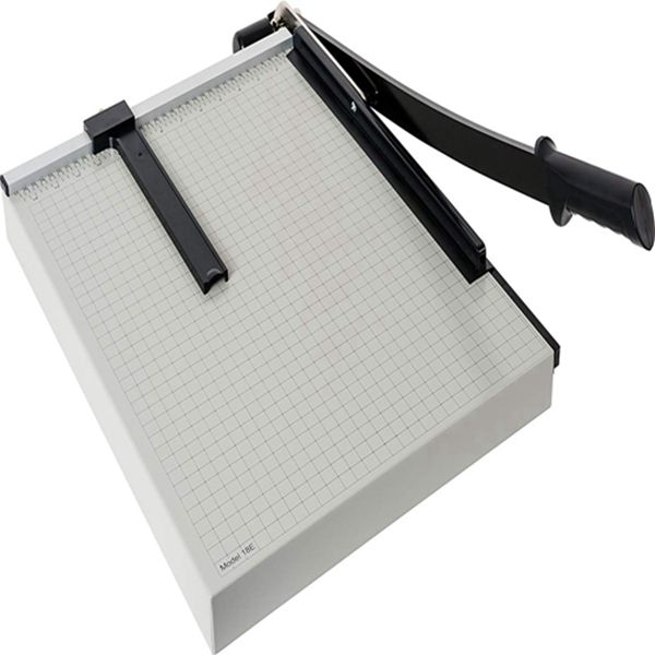 Racdde 18e Vantage Paper Trimmer, 18" Cut Length, 15 Sheet, Automatic Clamp, Adjustable Guide, Metal Base with 1/2" Gridlines, Guillotine Paper Cutter
