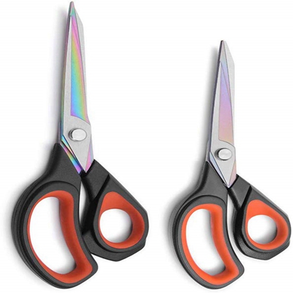 Racdde 2 Pack Premium Tailor Scissors Heavy Duty Multi-Purpose Titanium Coating Forged Stainless Steel Sewing Fabric Leather Dressmaking Softgrip Shears Professional Crafting (8.5+9.5INCH) 