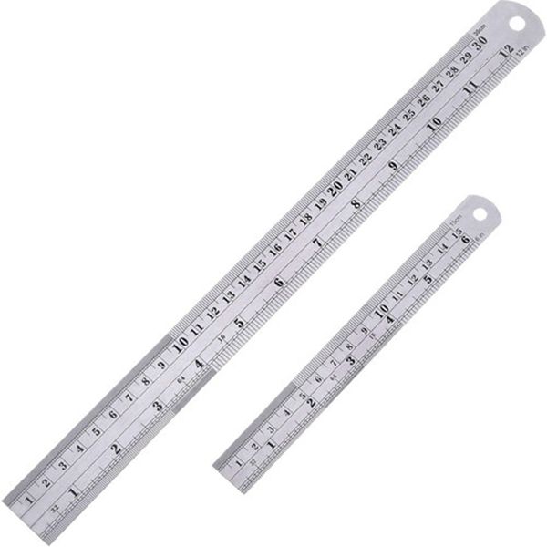 Racdde Stainless Steel Ruler and Metal Rule Kit with Conversion Table (Silver, 12 Inch, 6 Inch) 