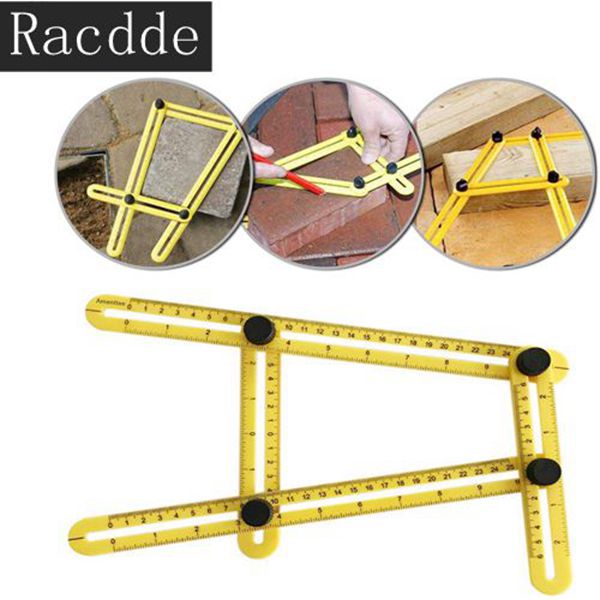 Racdde Angle Layout Measuring Ruler- Ultimate Irregular Shape Copy Tool-Universal Angularizer Ruler - Easy Angle Ruler-Multi Angle Measuring Tool-ABS Bolts and Nuts-Ultimate Template Tool(Yellow) 
