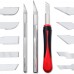 Racdde Precision Craft Knife Set 16 Pieces - Professional Razor Sharp Knives for Art, Hobby, Scrapbooking and Sculpture – Includes Stencil, Fine Point, Scoring, Chiseling Blades 