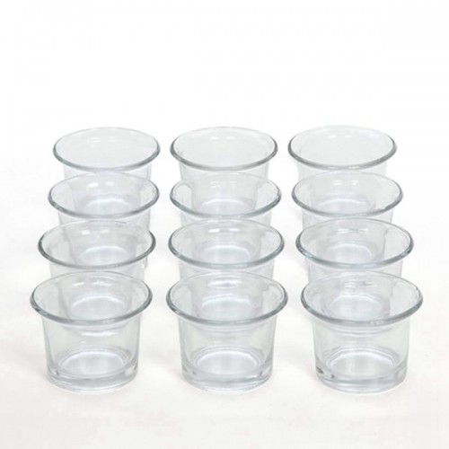 Racdde Set of 12 Clear Glass Oyster Tea Light Holders - 2.5" Diameter. Ideal Gift for Spa, Aromatherapy, Weddings, Tealights, Votive Candle Gardens 