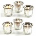 Racdde's Set of 6, Metallic Antique Silver Glass Mercury Style Candle/Tealight Holder with Free 6 Tealights. Ideal GIFT for Wedding, Bridal, Party, Votive, LED Tea Light Gardens O3 