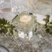 Racdde Crystal Candle Holders Set of 4,Elegant Heavy Glass Cuboid Tealight Holders,Clear Square Glass Cube Decoration for Ceremony Wedding Centerpiece and Home Decor 