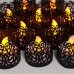 Racdde Votive Candle Holders - Flameless Tea Light Votive Wraps- 48 Black Colored Laser Cut Decorative Wraps Flickering LED Battery Tealight Candles (not Included) 