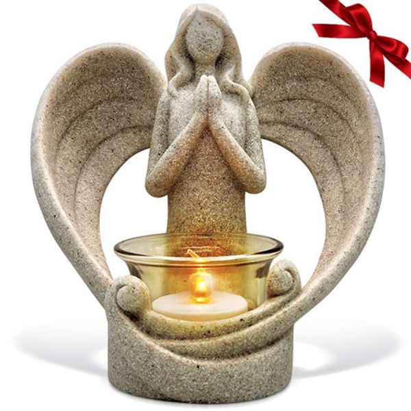 Racdde Tealight Candle Holder Sympathy Gift, with Flickering Led Candle, Angel Figurines in Memory of Loved Ones, Bereavement Gifts - Remembrance Gifts - Condolence Gifts 